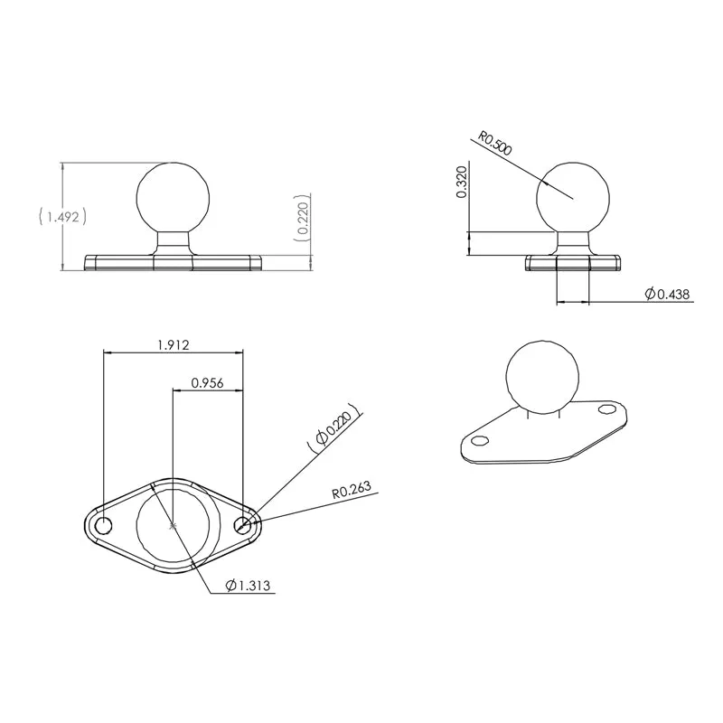 RAM Mounts Diamond Ball 1" Base