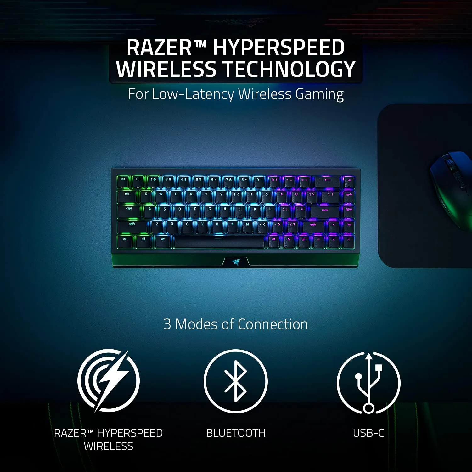 Razer BlackWidow V3 Mini Phantom Edition (黃軸) 65% 無線機械式遊戲鍵盤 RZ03-03891900-R3M1