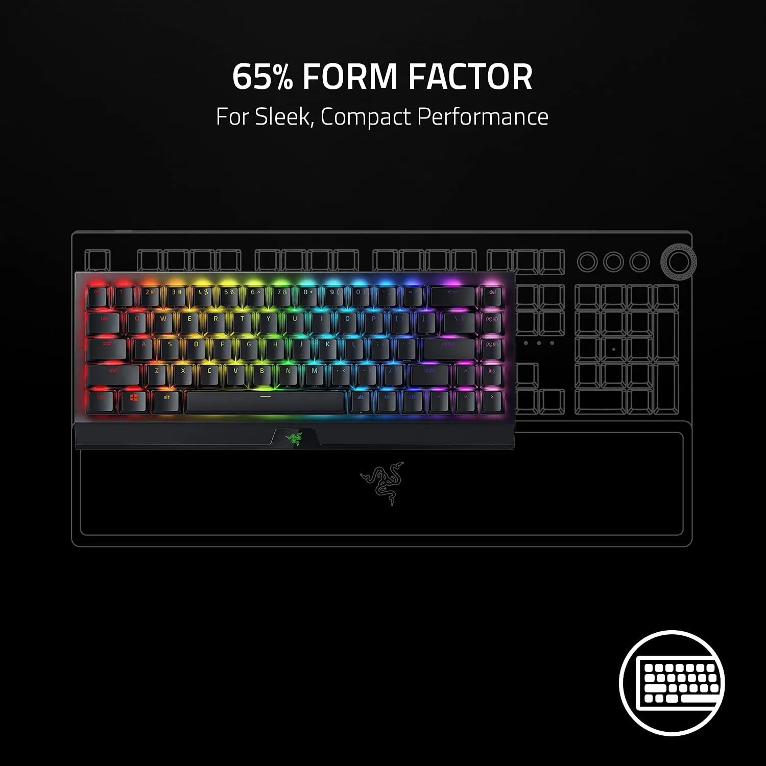 Razer BlackWidow V3 Mini Phantom Edition (黃軸) 65% 無線機械式遊戲鍵盤 RZ03-03891900-R3M1