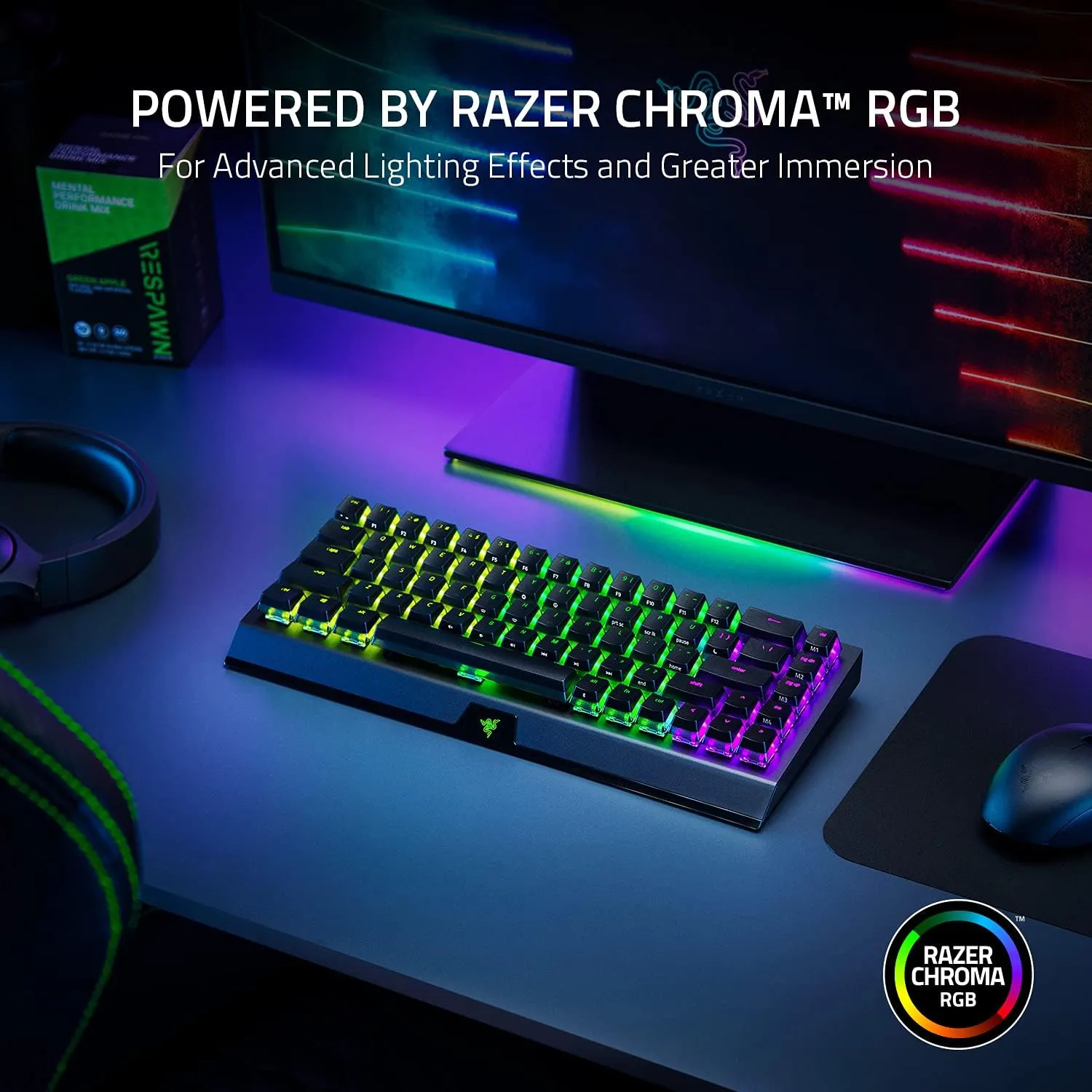 Razer BlackWidow V3 Mini Phantom Edition (黃軸) 65% 無線機械式遊戲鍵盤 RZ03-03891900-R3M1