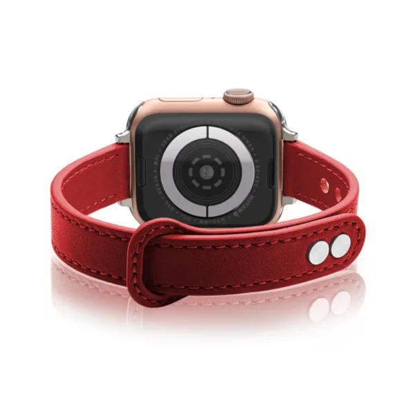 Red Genuine Leather Apple Watch Band (for small wrist) 紅色真皮Apple 錶帶 (適合小手腕) (KCWATCH1056a)