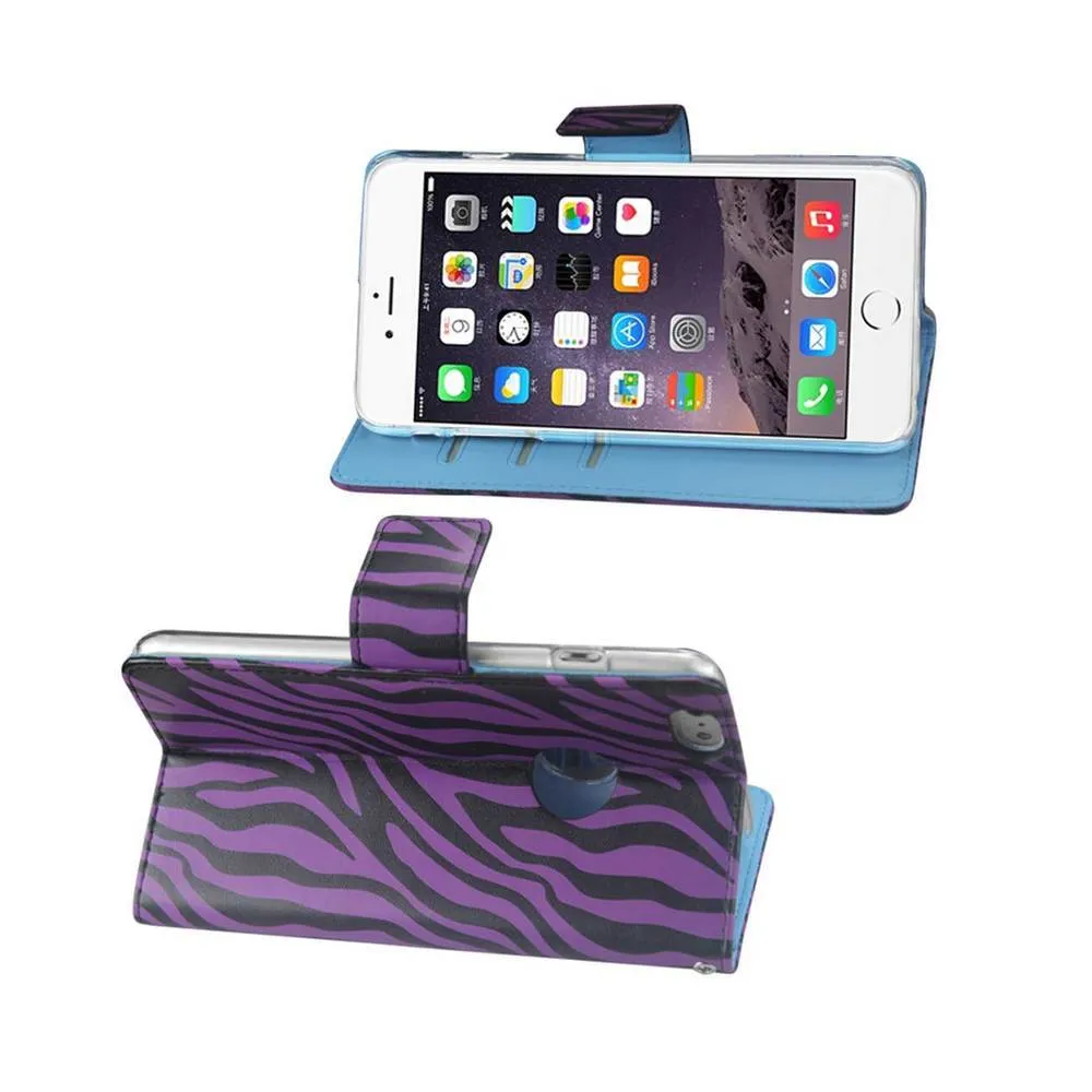 Reiko Wallet Case 3 In 1 For Iphone 6 Plus/ 6S Plus 5.5Inch Zebra Pattern Purple