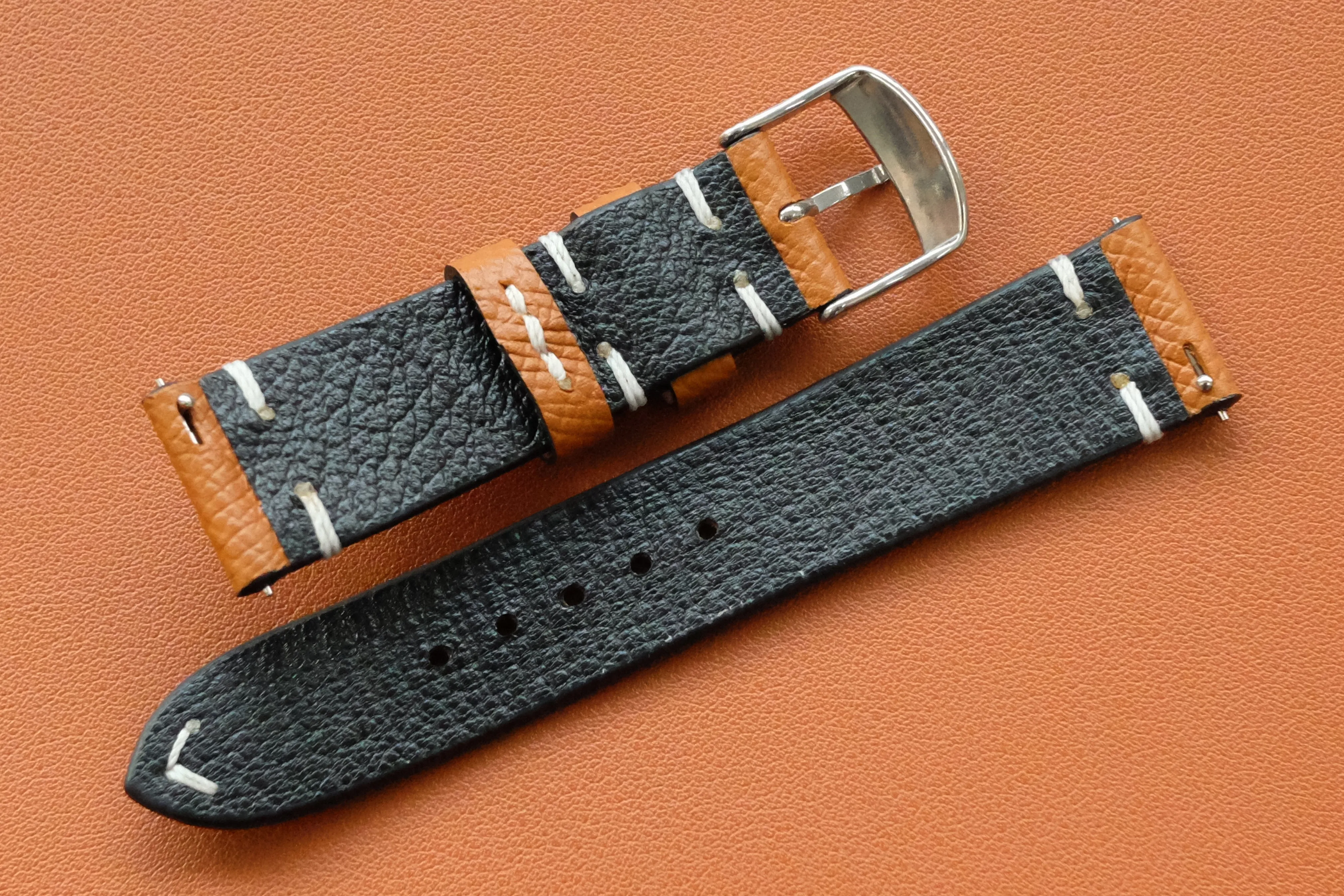 RM: Epsom Gold Side Stitch Watch Strap (20/18)