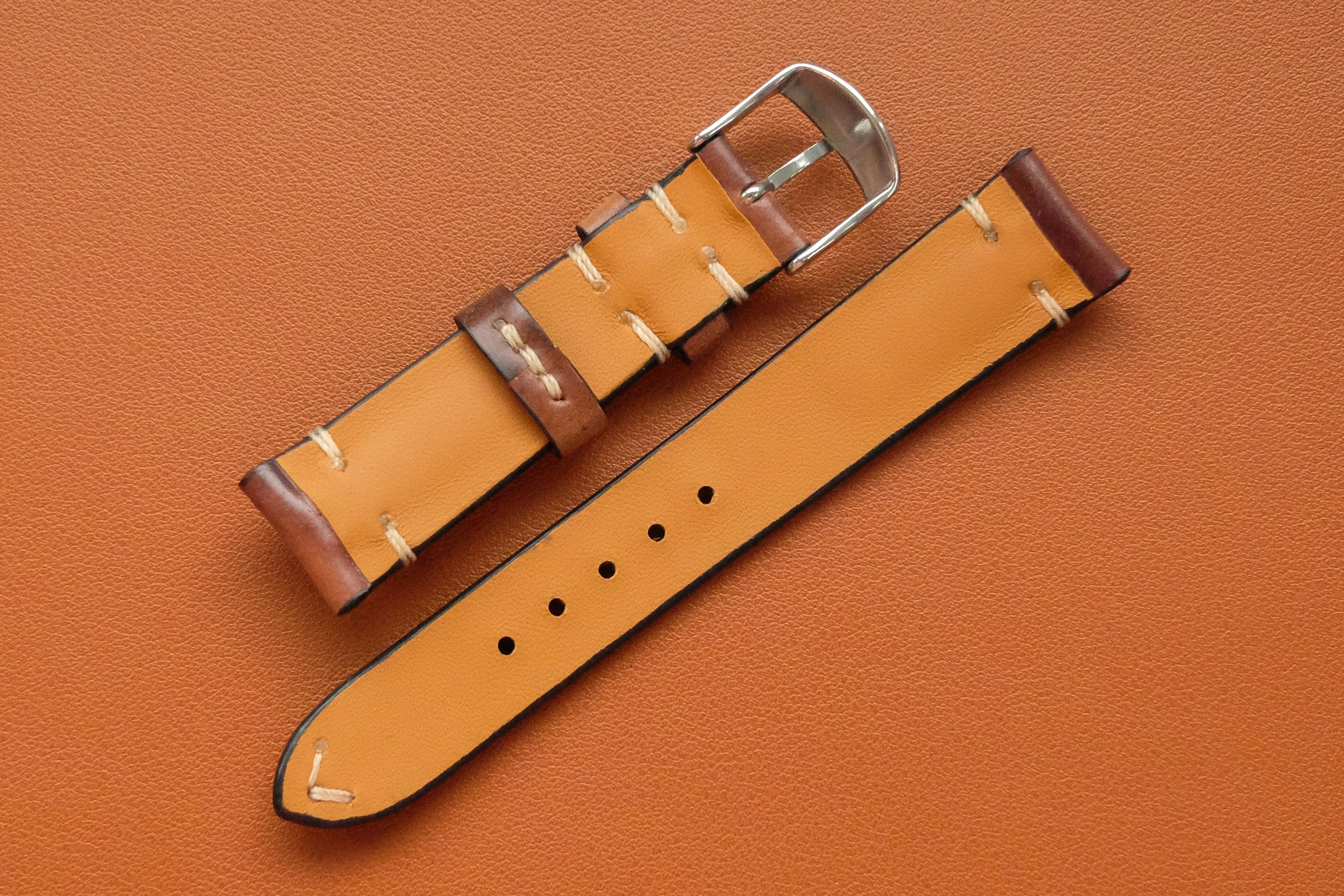 RM: Horween Shell Cordovan Marbled Colour 8 Half Padded SS Strap (18/16)