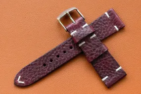 RM: Italian Embossed Burgundy Side Stitch Watch Strap (20/18)