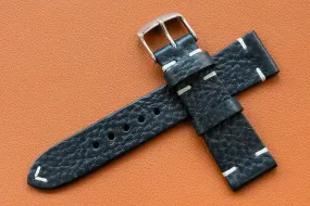 RM: Italian Embossed Dark Blue Side Stitch Watch Strap (20/18)