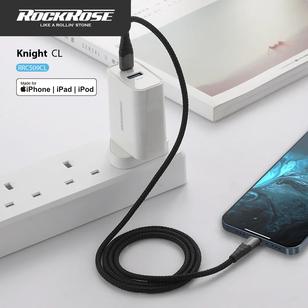 RockRose Knight USB-C to Lightning Kevlar Braided Cable (1M)