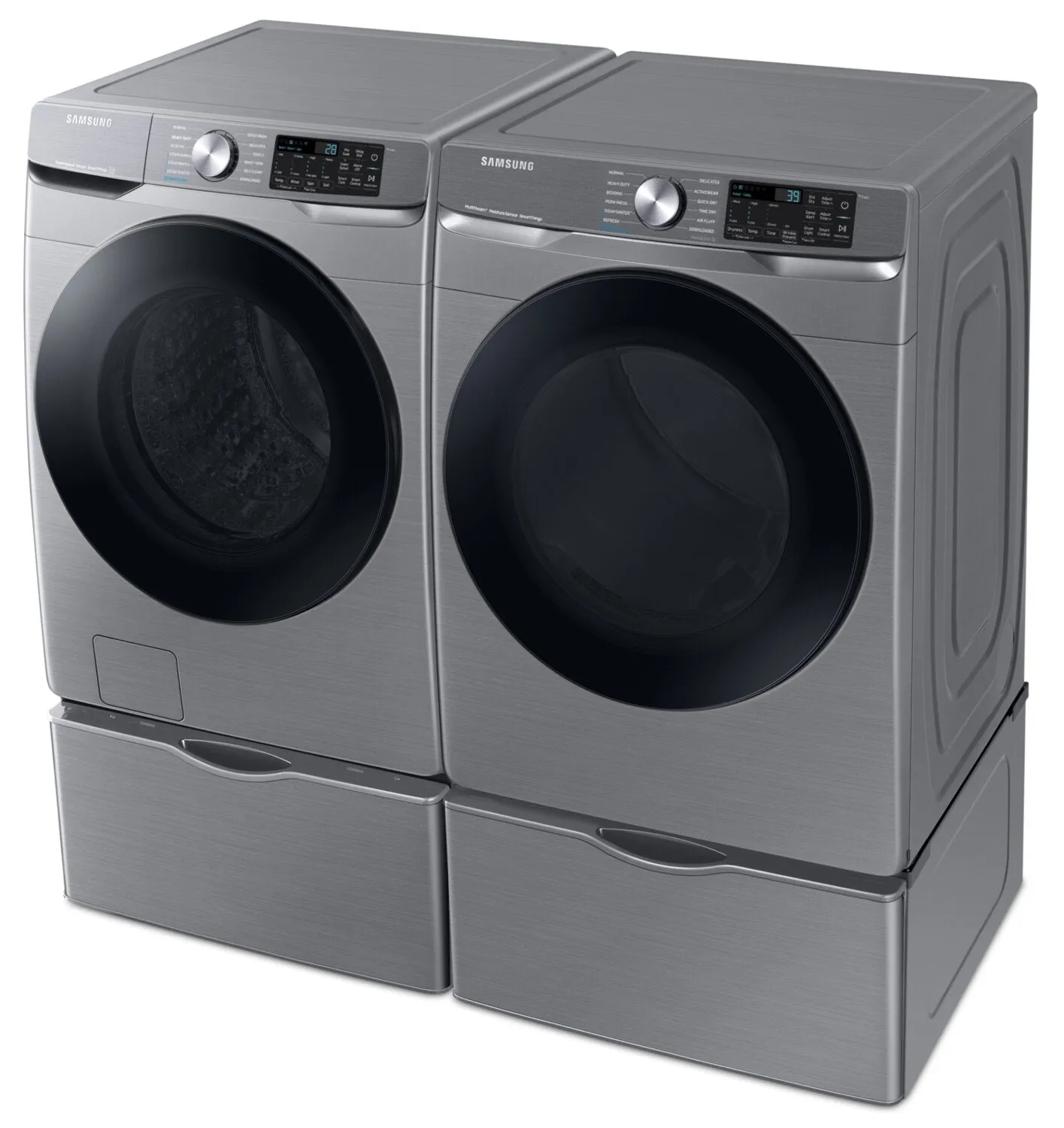 Samsung 5.2 Cu. Ft. Front-Load Washer and 7.5 Cu. Ft. Electric Dryer - Platinum - WF45B6300AP/US /DVE45B6305P/AC