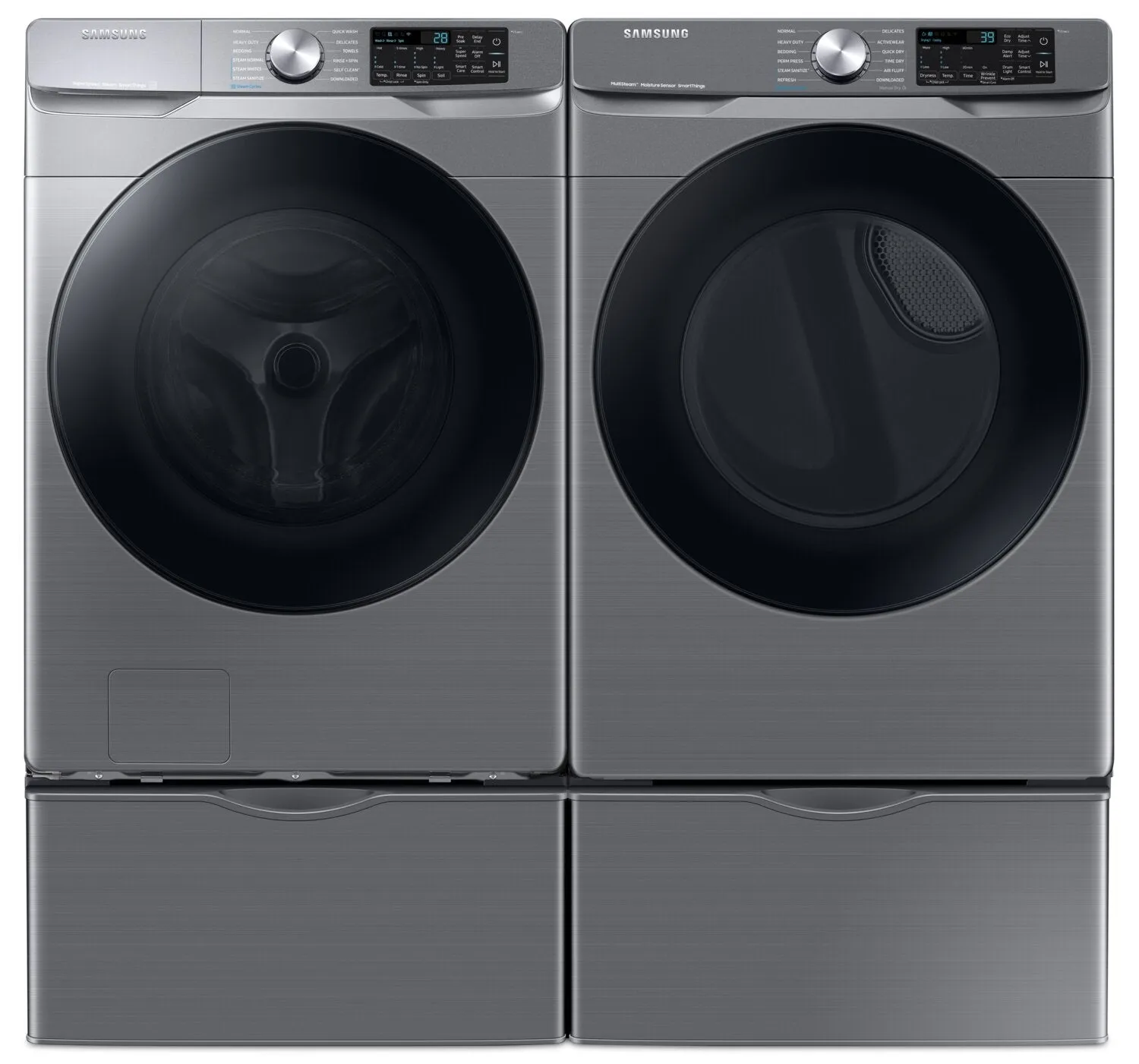 Samsung 5.2 Cu. Ft. Front-Load Washer and 7.5 Cu. Ft. Electric Dryer - Platinum - WF45B6300AP/US /DVE45B6305P/AC