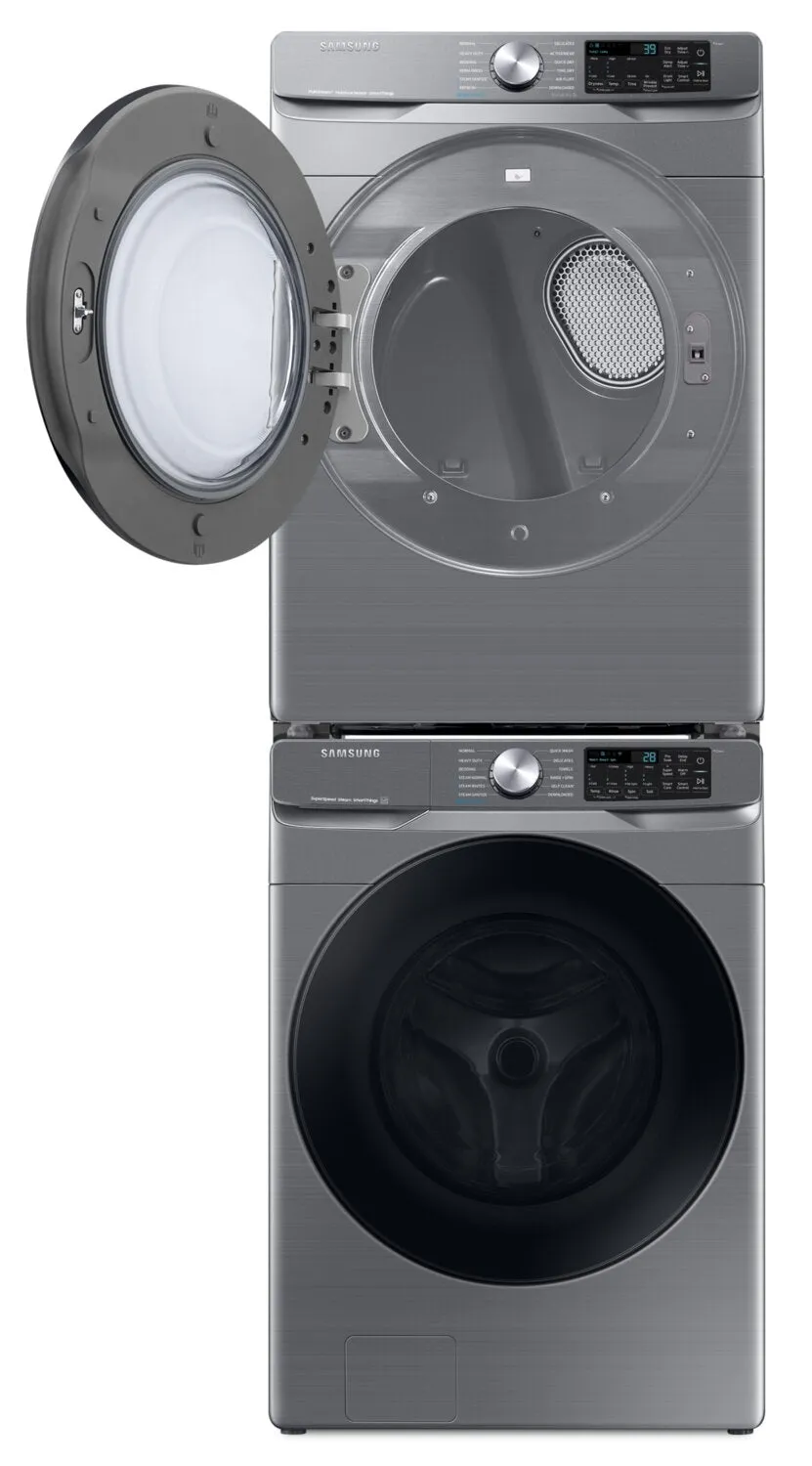 Samsung 5.2 Cu. Ft. Front-Load Washer and 7.5 Cu. Ft. Electric Dryer - Platinum - WF45B6300AP/US /DVE45B6305P/AC