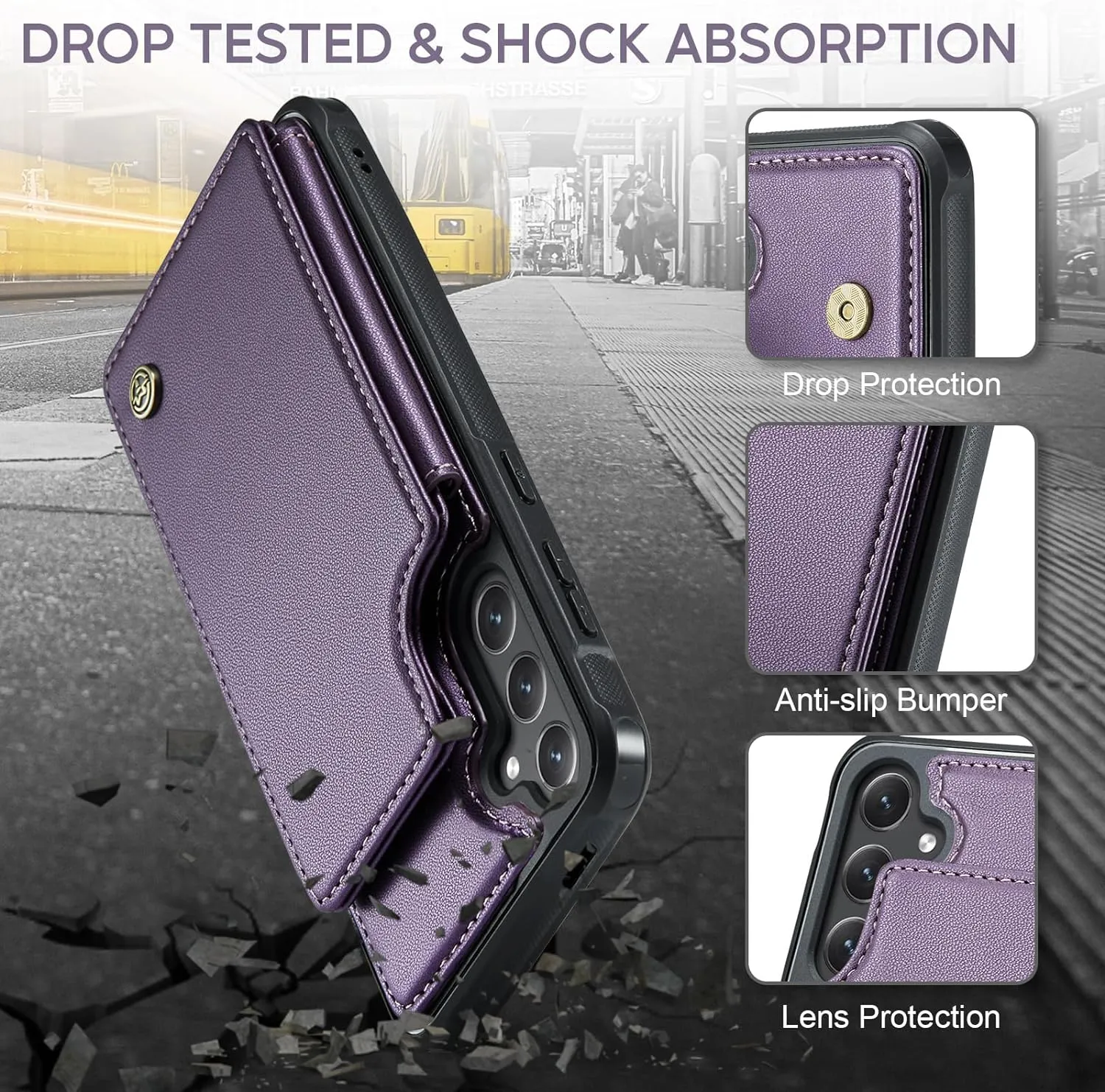 Samsung Galaxy S24 Plus Case Card Holder Kickstand Shockproof Case