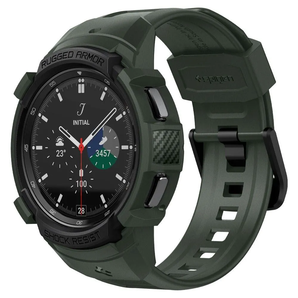 Samsung Galaxy Watch 4 Classic (46mm) SPIGEN Rugged Armor Pro Case - TPU Cover inkl. Rem - Grøn