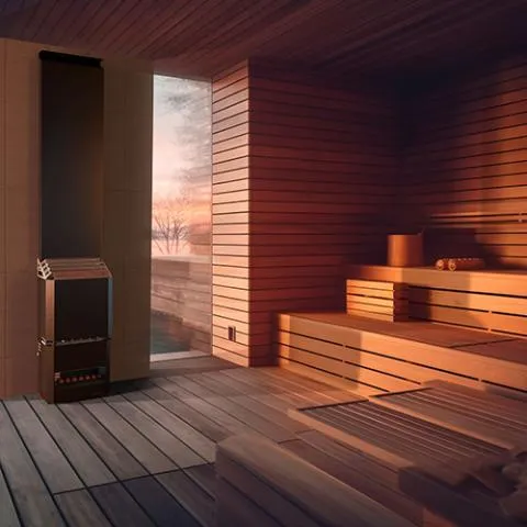 Saunum AIR 10 9.6kW Air Series WiFi Sauna Heater Package - Black