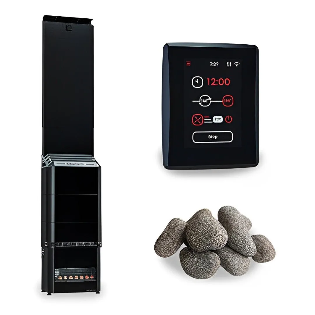 Saunum AIR 10 9.6kW Air Series WiFi Sauna Heater Package - Black