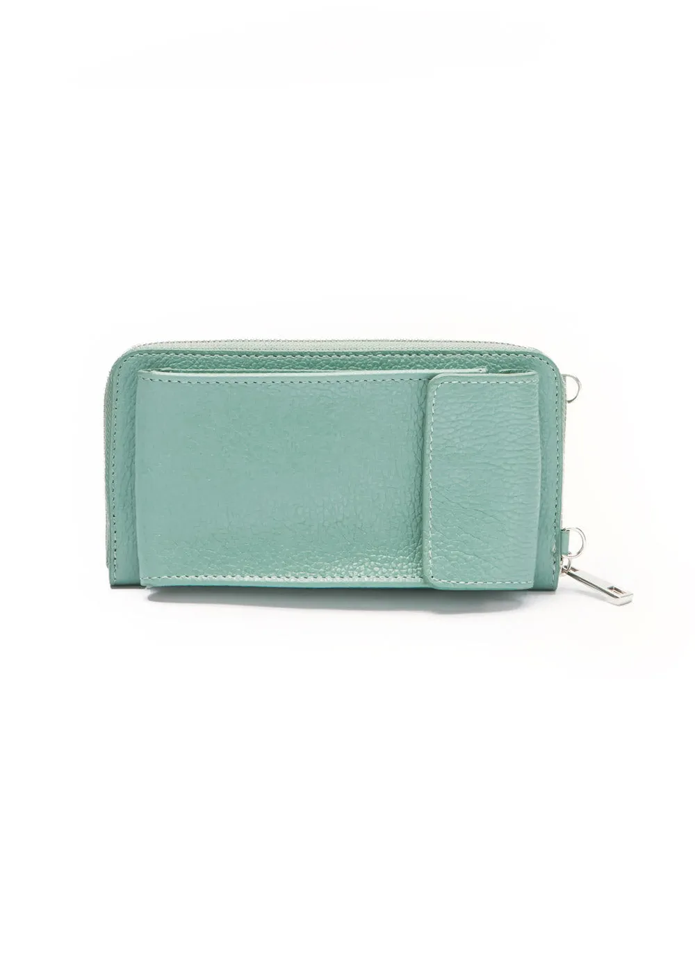 Seafoam Leather Crossbody Wallet