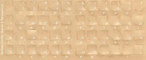 Serbian Keyboard Stickers - Labels - Overlays with White Characters for Black Computer Keyboard