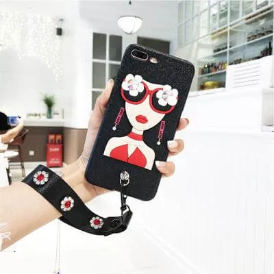 Sexy Sunglasses Iphone Cases with Flower Hand Strap