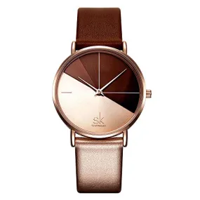 SK Fashion Women Watches Leather Band Simple Decent Casual Waterproof Lady Watch