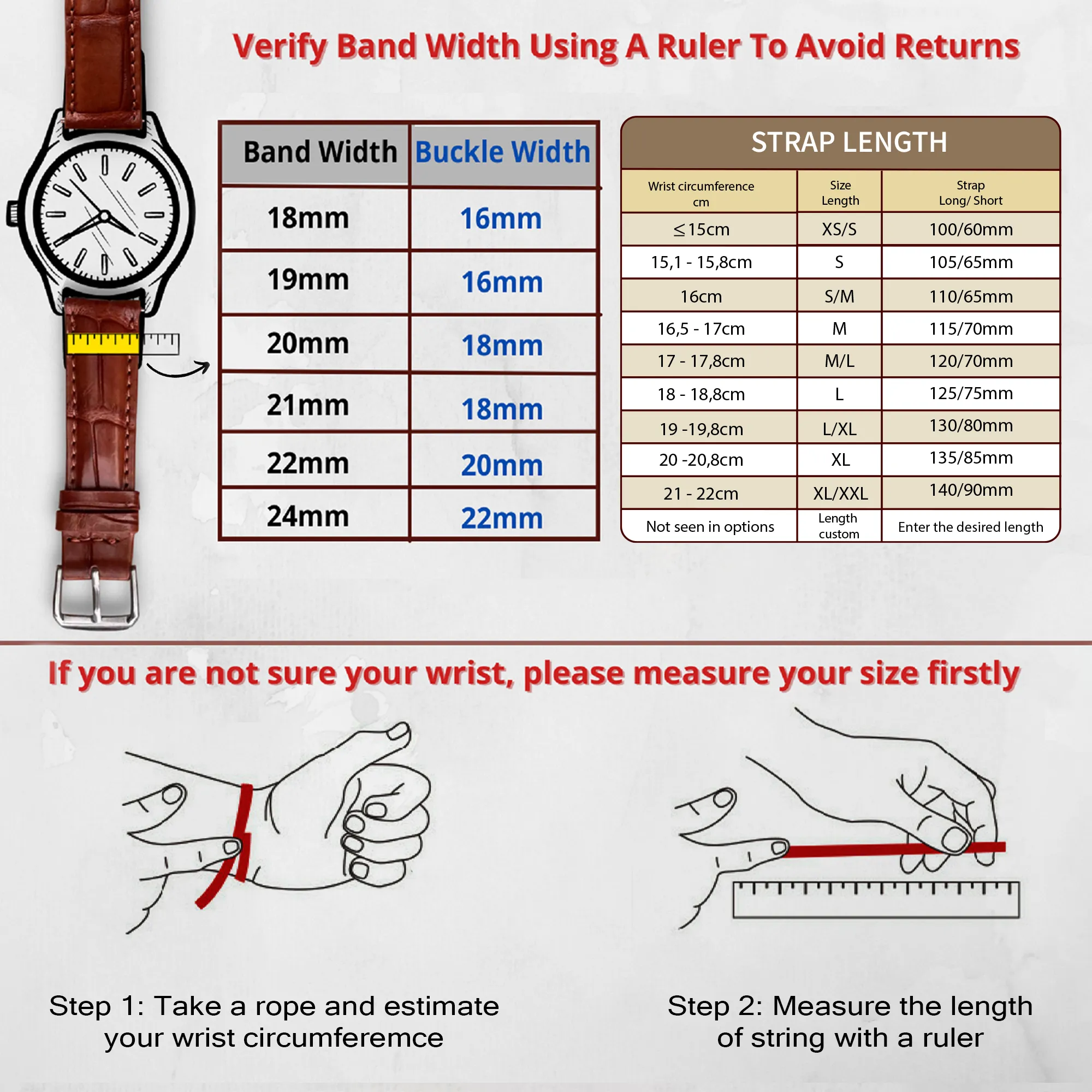 Slim Light Brown Ostrich Leather Watch Band