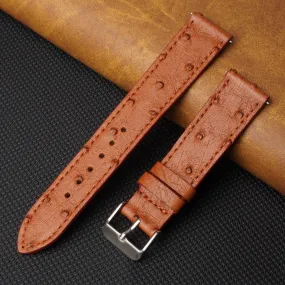 Slim Light Brown Ostrich Leather Watch Band