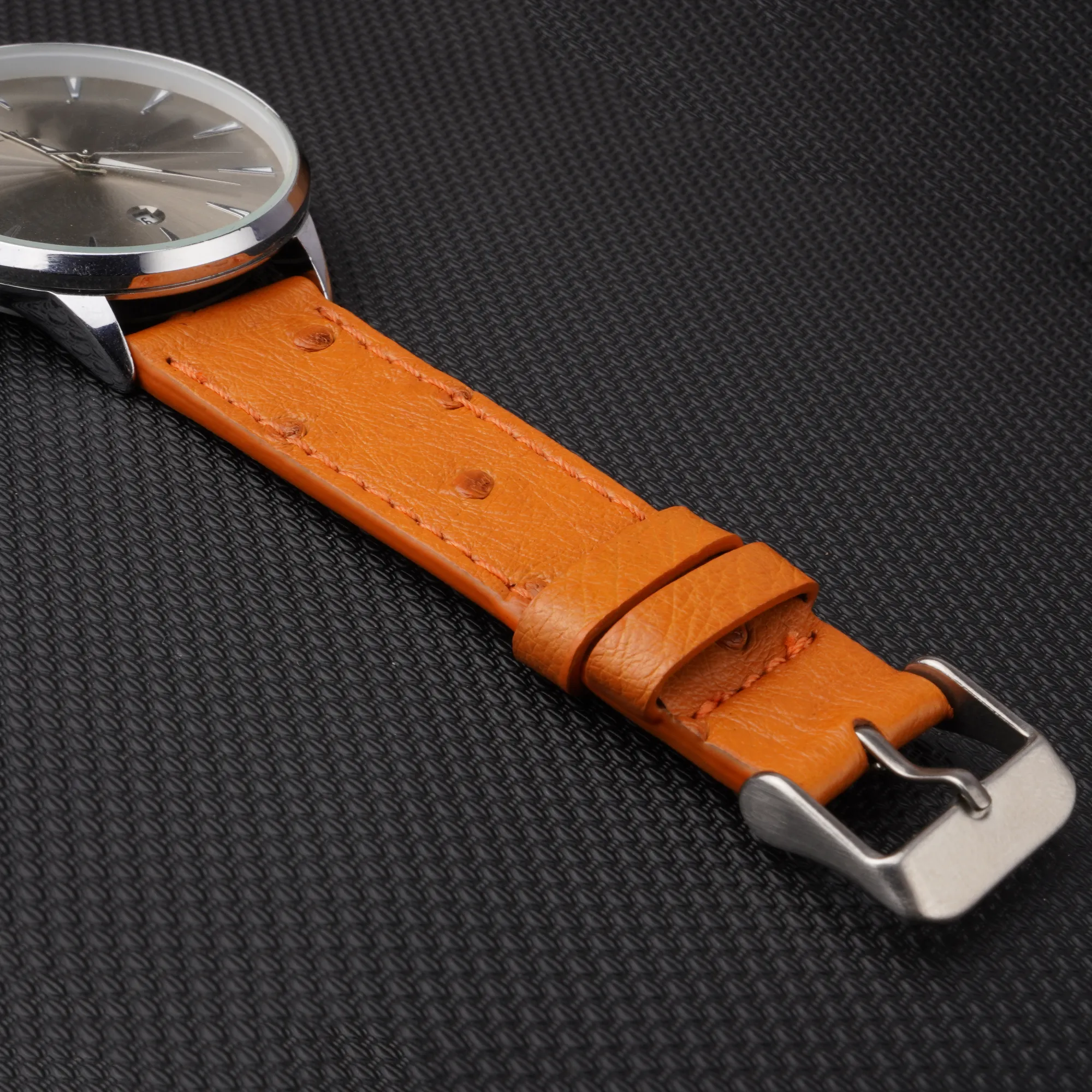 Slim Tan Ostrich Leather Watch Band