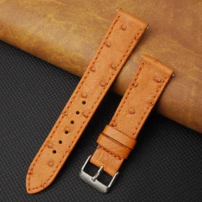 Slim Tan Ostrich Leather Watch Band