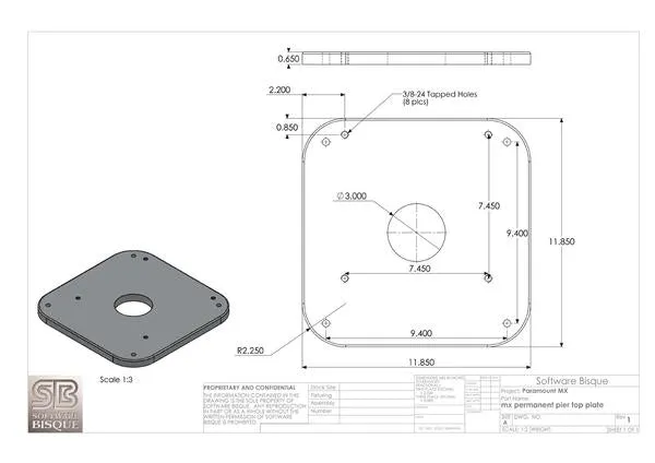 Software Bisque 12" Permanent Pier for ME, MEII, or MX Mount