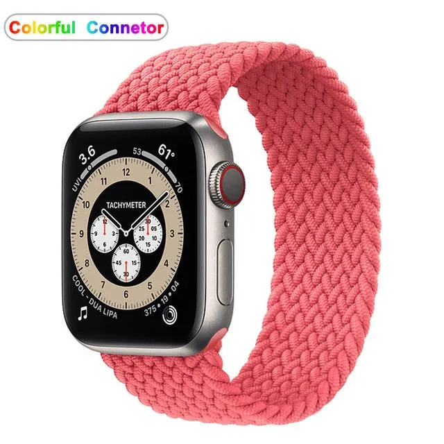 Solo Loop Nylon Fabric Strap for Apple Watch Band Braid 44mm 40mm 38mm 42mm Elastic Sports Bracelet for IWatch Series 6 SE 5 4 3