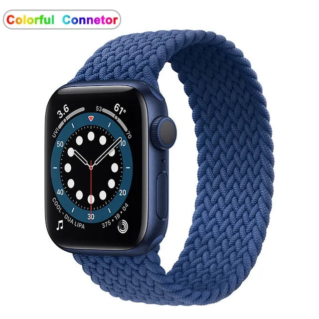 Solo Loop Nylon Fabric Strap for Apple Watch Band Braid 44mm 40mm 38mm 42mm Elastic Sports Bracelet for IWatch Series 6 SE 5 4 3