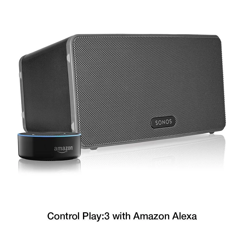 Sonos Play:3 - Mid-Sized Wireless Smart Home Speaker for Streaming Music, Amazon certified and works with Alexa. (Black)