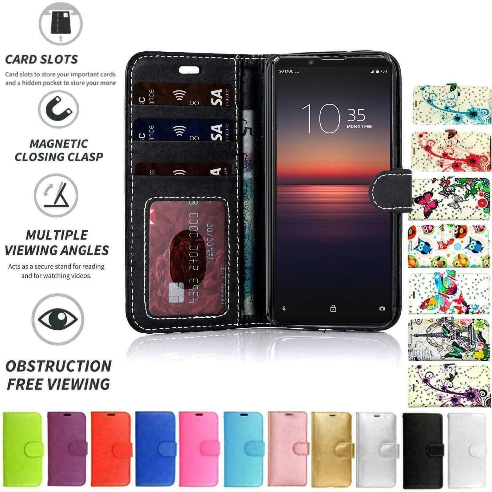 Sony Xperia XZ Flip Folio Book Wallet Case