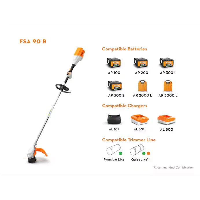 Stihl | FSA 90 R Battery Trimmer | w/ AP 500 S battery & AL 500 charger (FSA90R-AP500S-AL500-COMBO)