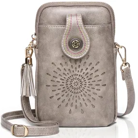 Sunflower Design Small phone Shoulder CrossBody Bag-Gray