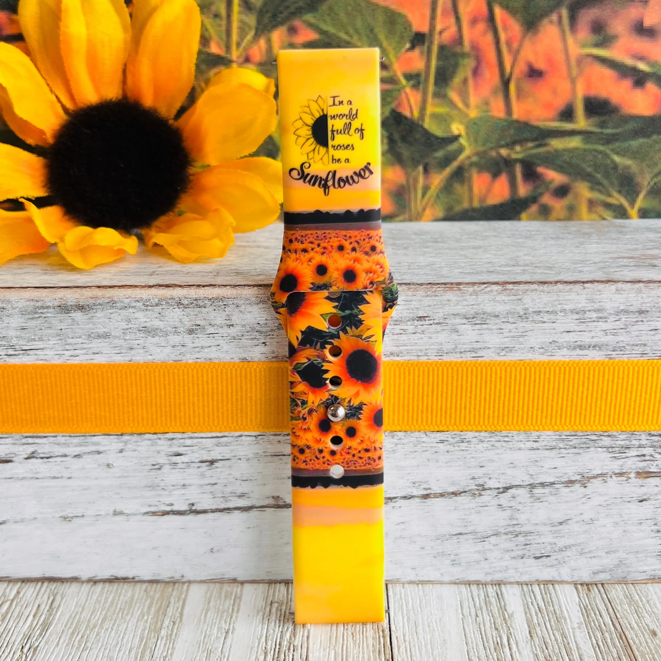 Sunflower Sunset Print Silicone Band For Samsung Watch