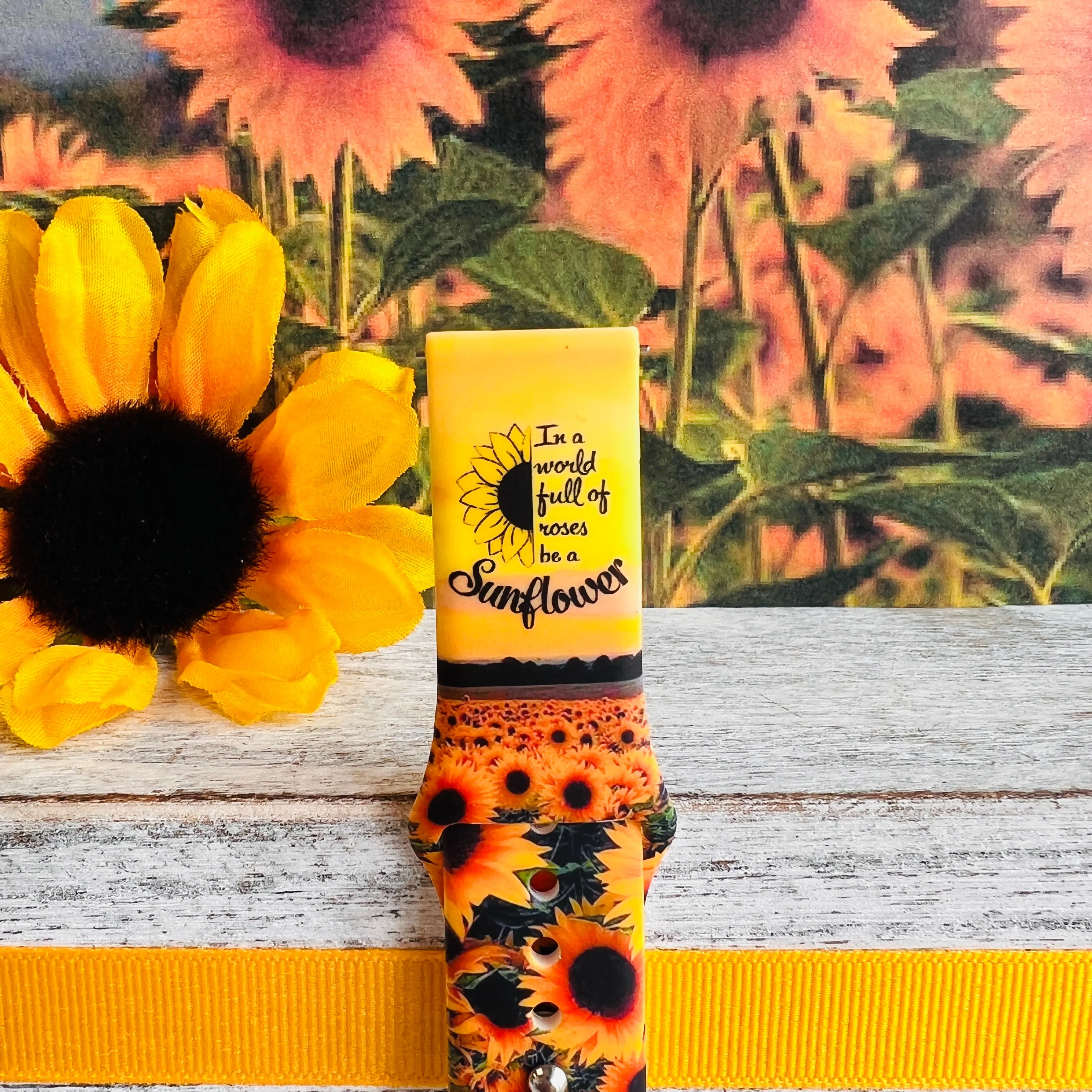 Sunflower Sunset Print Silicone Band For Samsung Watch