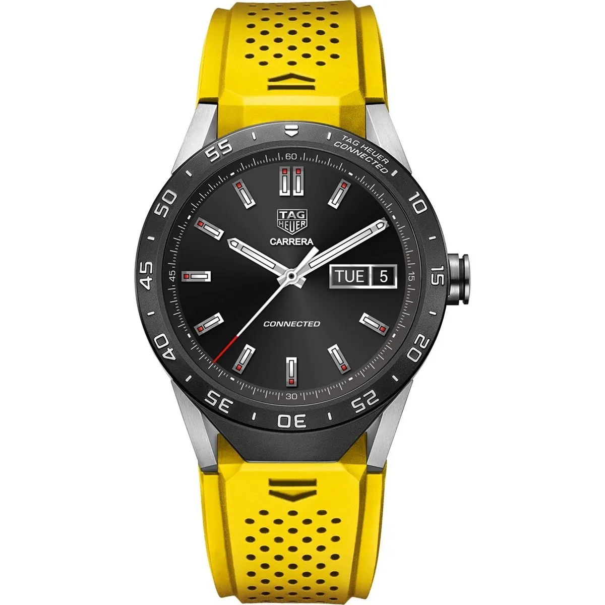 Tag Heuer Men's SAR8A80.FT6060 Connected Smartwatch Android 4.3  IOS 8.2  Bluetooth Gyroscope sensor Haptic engine Microphone Yellow Rubber Watch