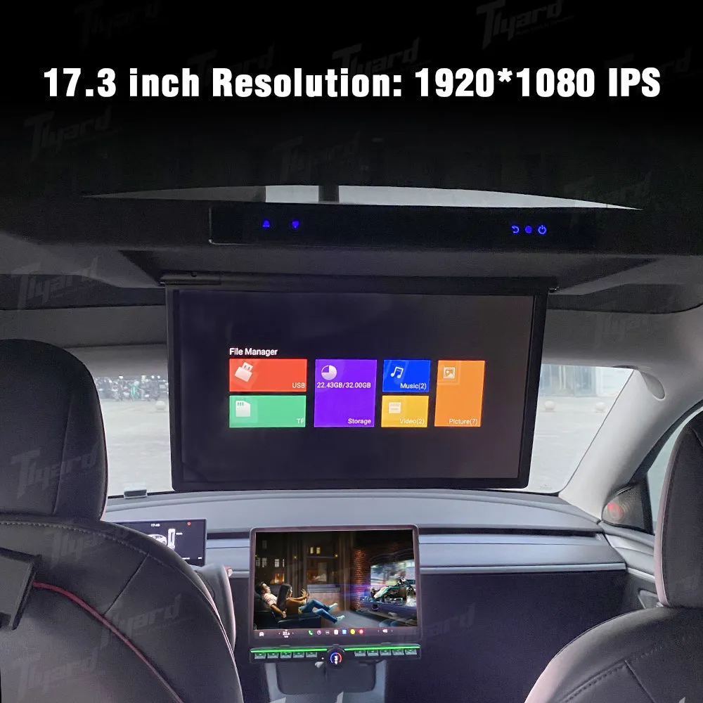 Tesla Accessories 17.3-Inch Car Roof-Mounted TV With Wi-Fi for Model Y