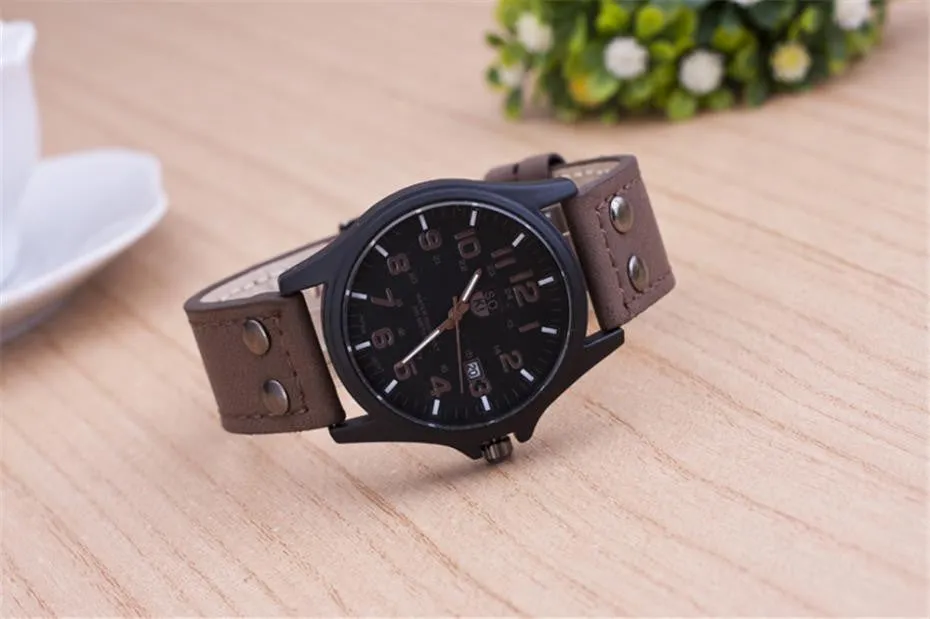 The Latest Soki Military Amy Sport Outdoor Genuine Leather Cavas Belt Dress Quartz Wristwatches Watch for Men Boy