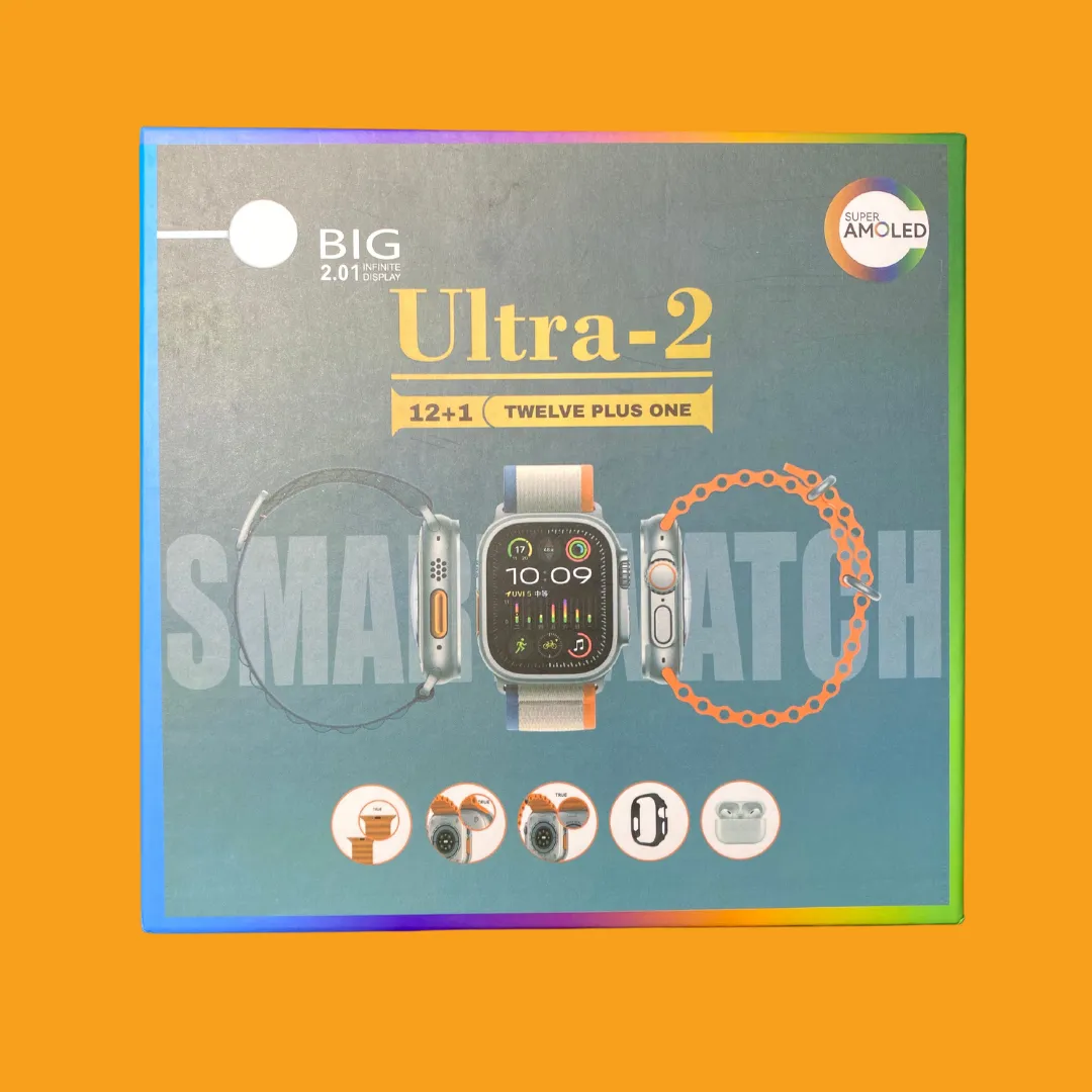 ULTRA 12 1 SMART WATCH 49MM BIG 2.01 SUPER AMOLED DISPLAY 10 STRAPS with Earpods