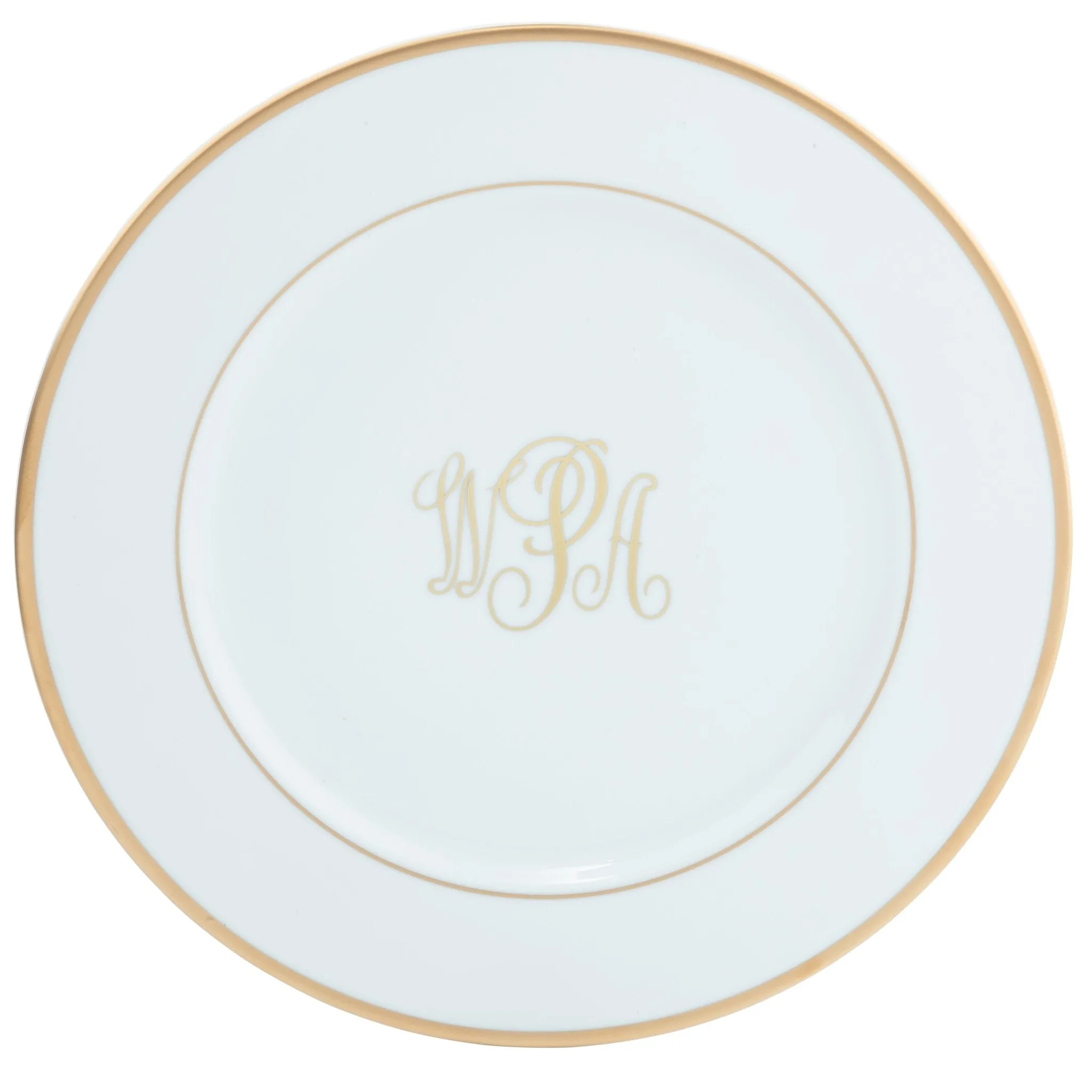 Ultra-White Signature Gold With Monogram Charger Plate