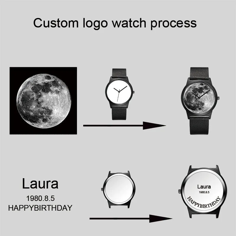 Unisex Custom Design Your Own Watches with Logo Blue Face