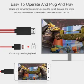 USB 1080P 2M 8 Pin to HDMI TV AV Adapter Cable for iPhone 5 6 6S 7 7 Plus Compatible with Apple