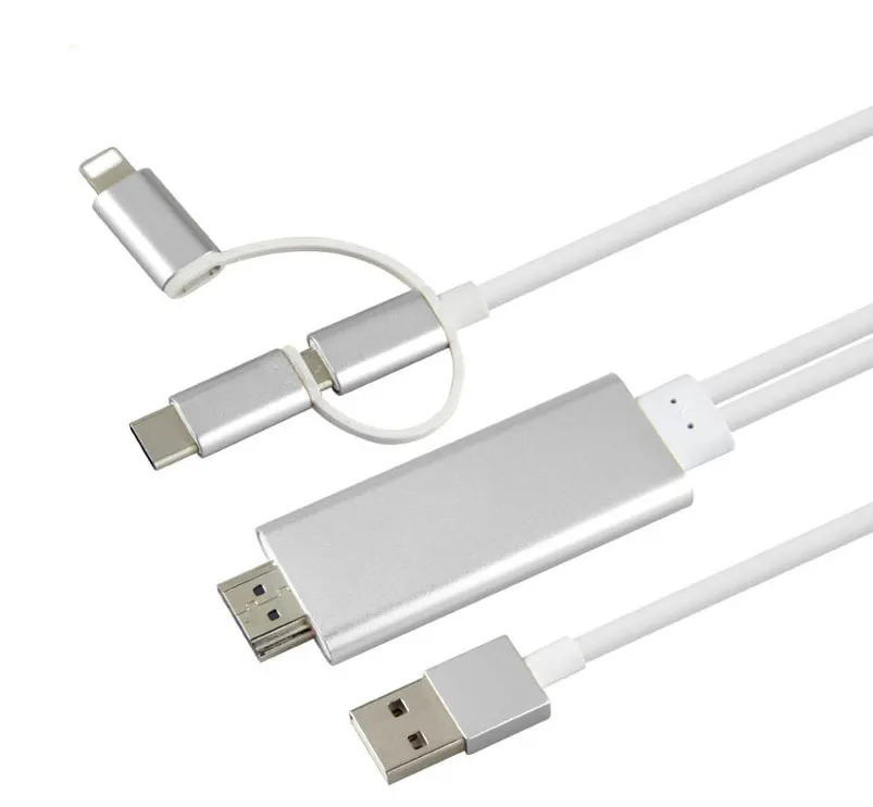 USB 1080P 2M 8 Pin to HDMI TV AV Adapter Cable for iPhone 5 6 6S 7 7 Plus Compatible with Apple