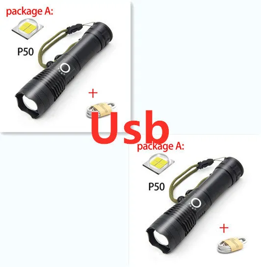 USB Charging Zoom P50 Flashlight