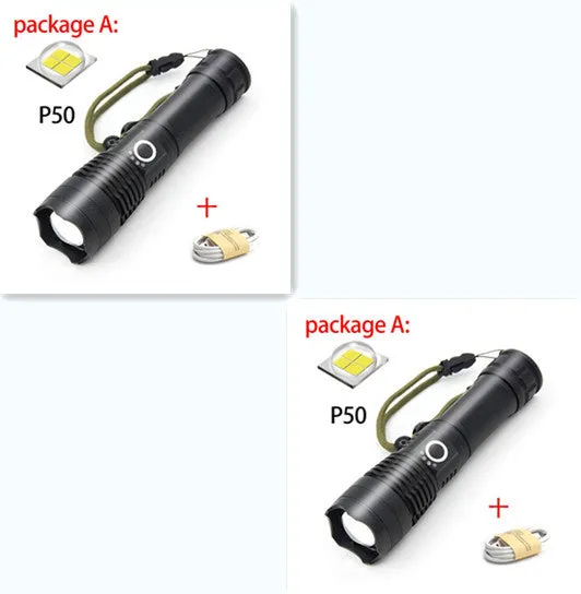 USB Charging Zoom P50 Flashlight