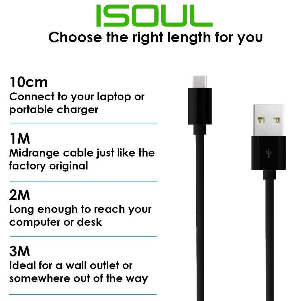 USB Type-C to USB-A 2.0 Male Cable | Charger Extension 10cm 1m 2m 3m