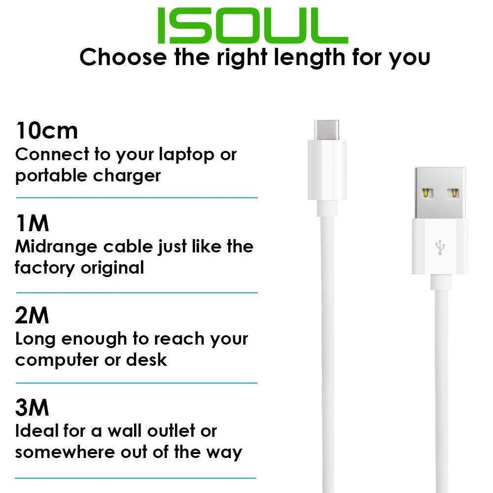 USB Type-C to USB-A 2.0 Male Cable | Charger Extension 10cm 1m 2m 3m