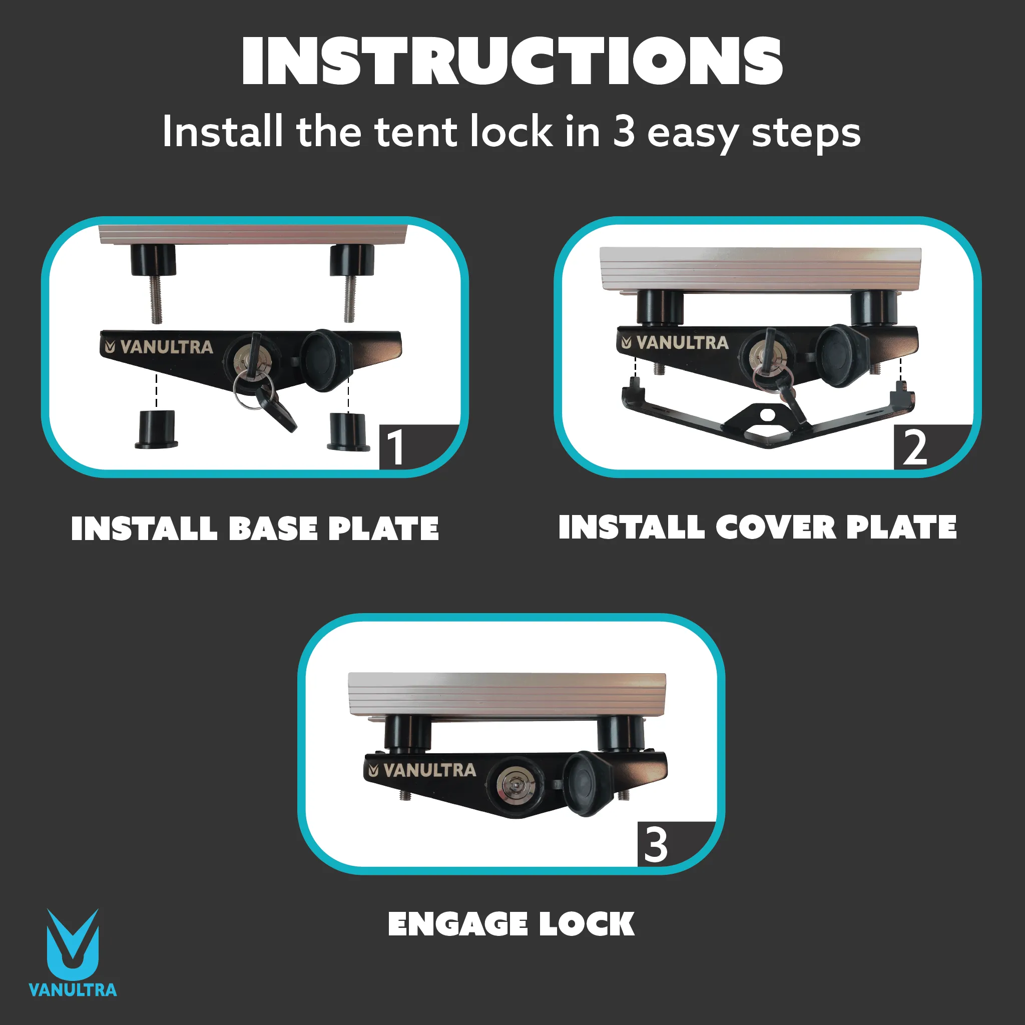 Vanultra Roof Top Tent Locking Mount (Fit for Intrepid Camp Gear)