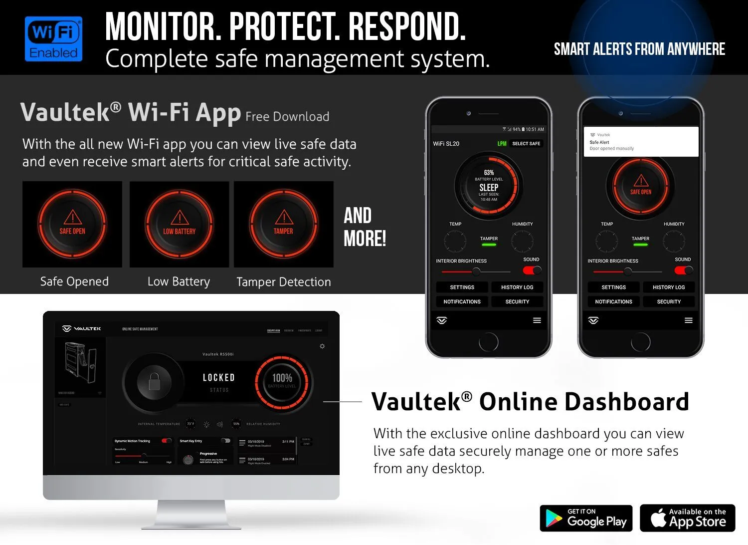 Vaultek NSL20i WiFi Biometric Full-Size Rugged Slider Pistol Safe