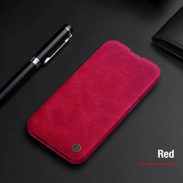 Vintage Flip Wallet PU Leather PC Back Cover For iPhone 13